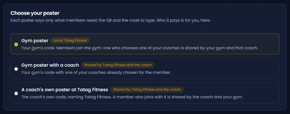 Choosing a gym poster in the gym console